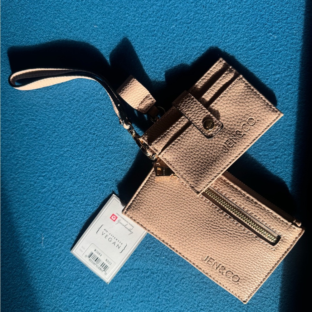 Tan Wristlet and Cardholder Set